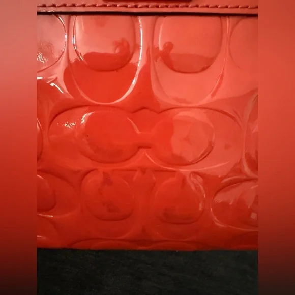 Coach authentic Papaya Orange Embossed Patent leather with hang tag - Picture 2 of 8